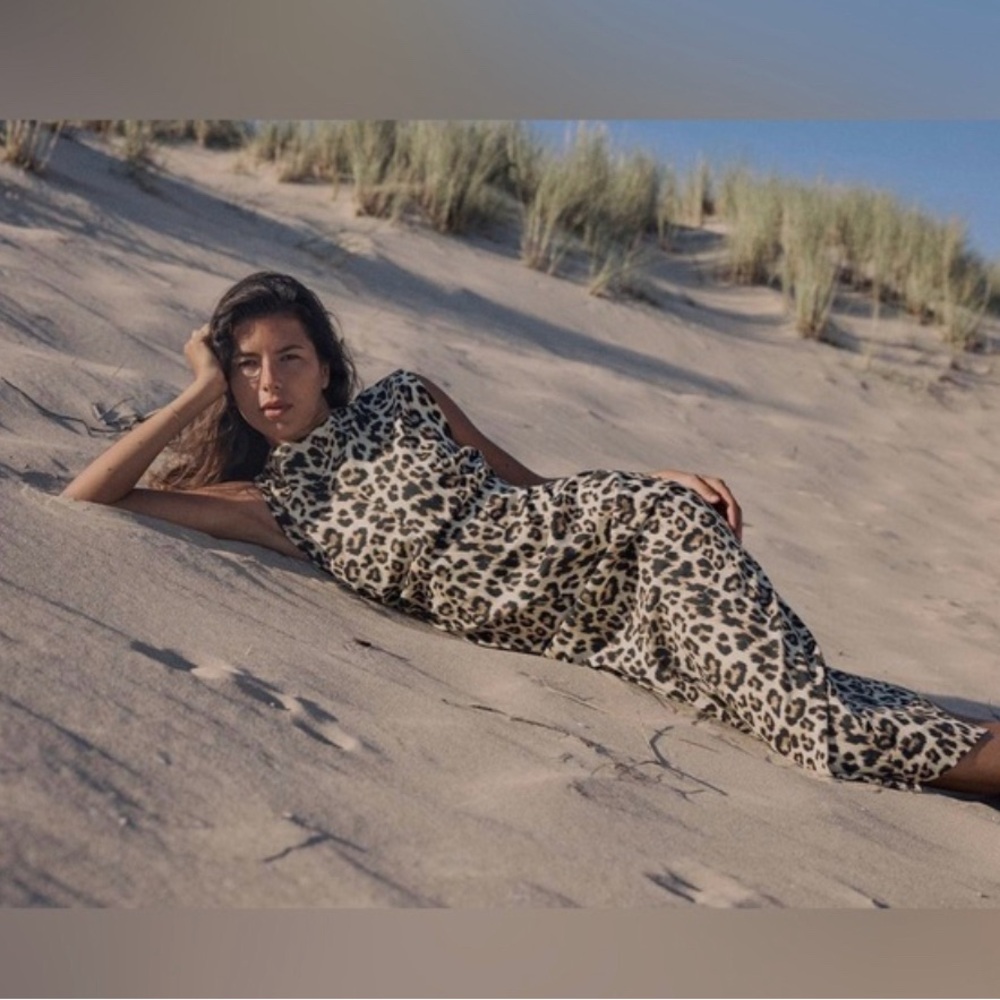 ZARA Leopard Print Sleeveless Maxi Dress